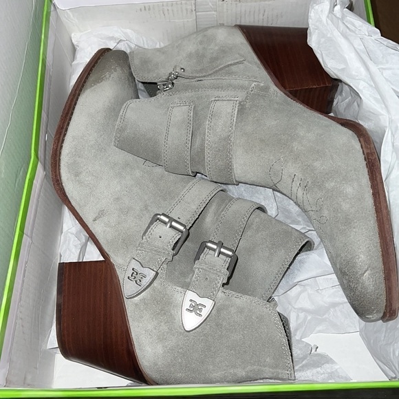 Sam Edelman western booties Windsor sea foam suede oiled front look Sz 10 W - Picture 8 of 11